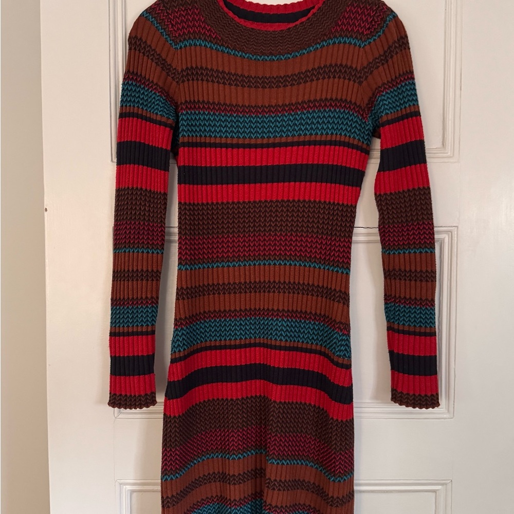 Romeo & Juliet Couture Red and Brown Striped Dress